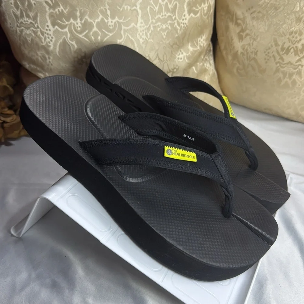 (S2)‎ The Healing Sole- Black For Plantar Fasciitis Men's Size 12.5 Flip Flops